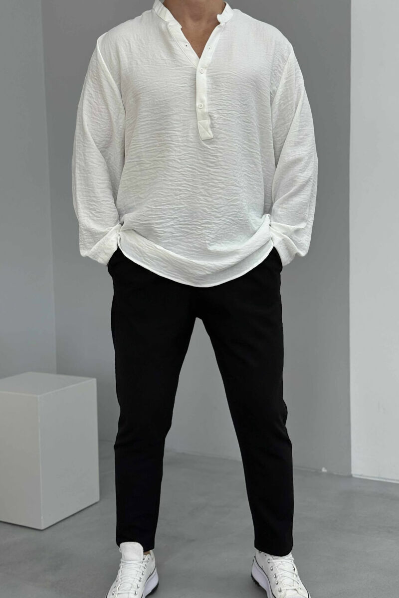 ONE COLOR BUTTONS MEN SHIRT WHITE-E BARDHE - 1