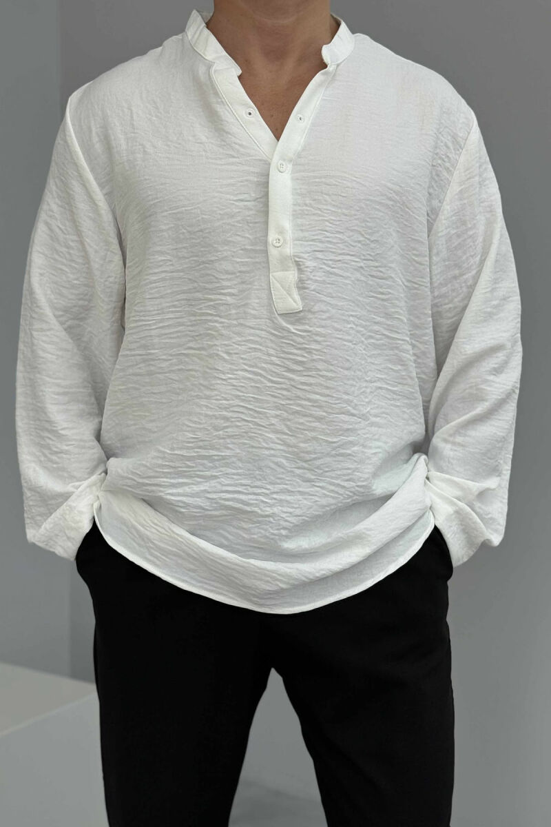 ONE COLOR BUTTONS MEN SHIRT WHITE-E BARDHE - 2