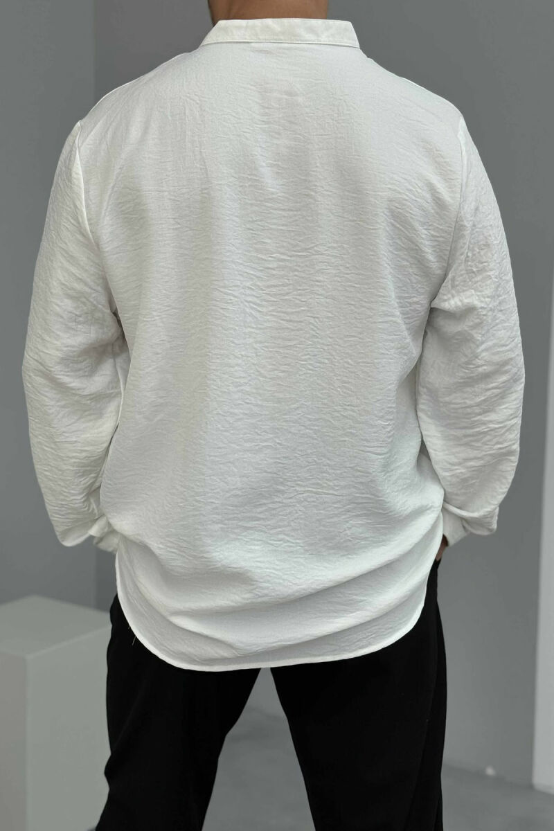 ONE COLOR BUTTONS MEN SHIRT WHITE-E BARDHE - 3