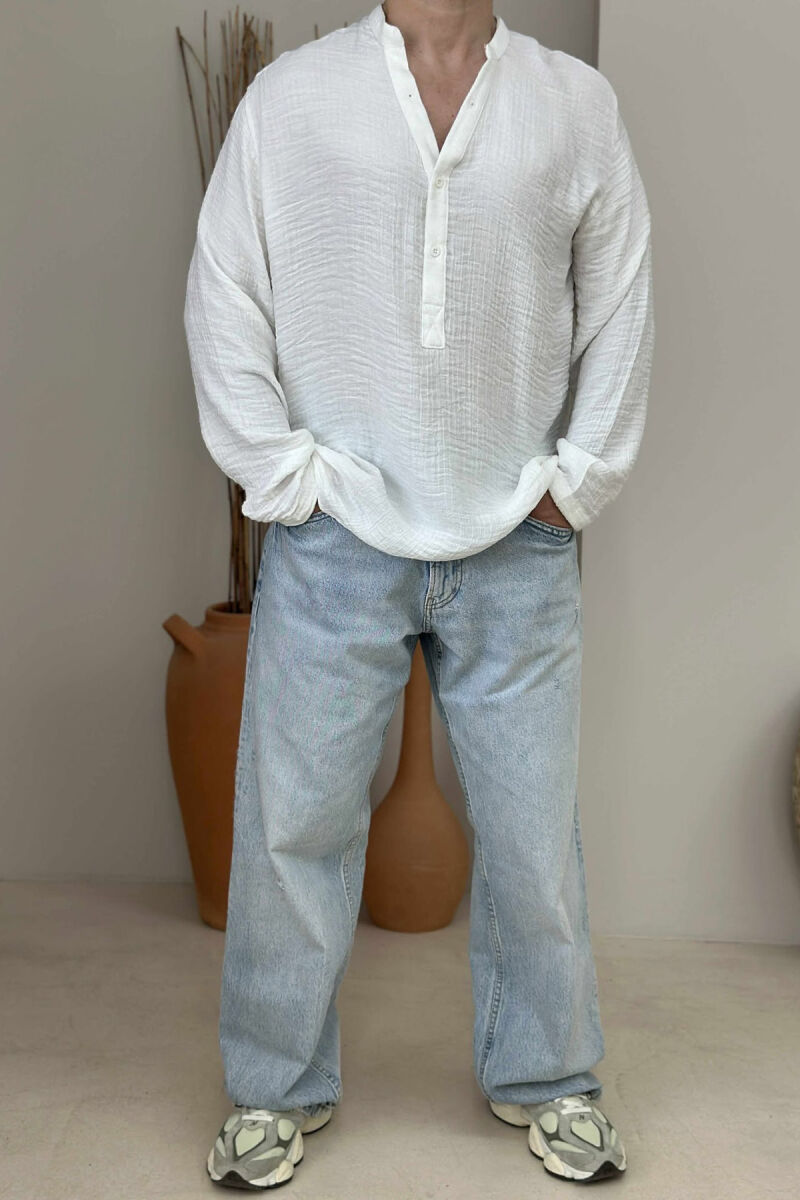 ONE COLOR BUTTONS MEN SHIRT WHITE-E BARDHE - 1