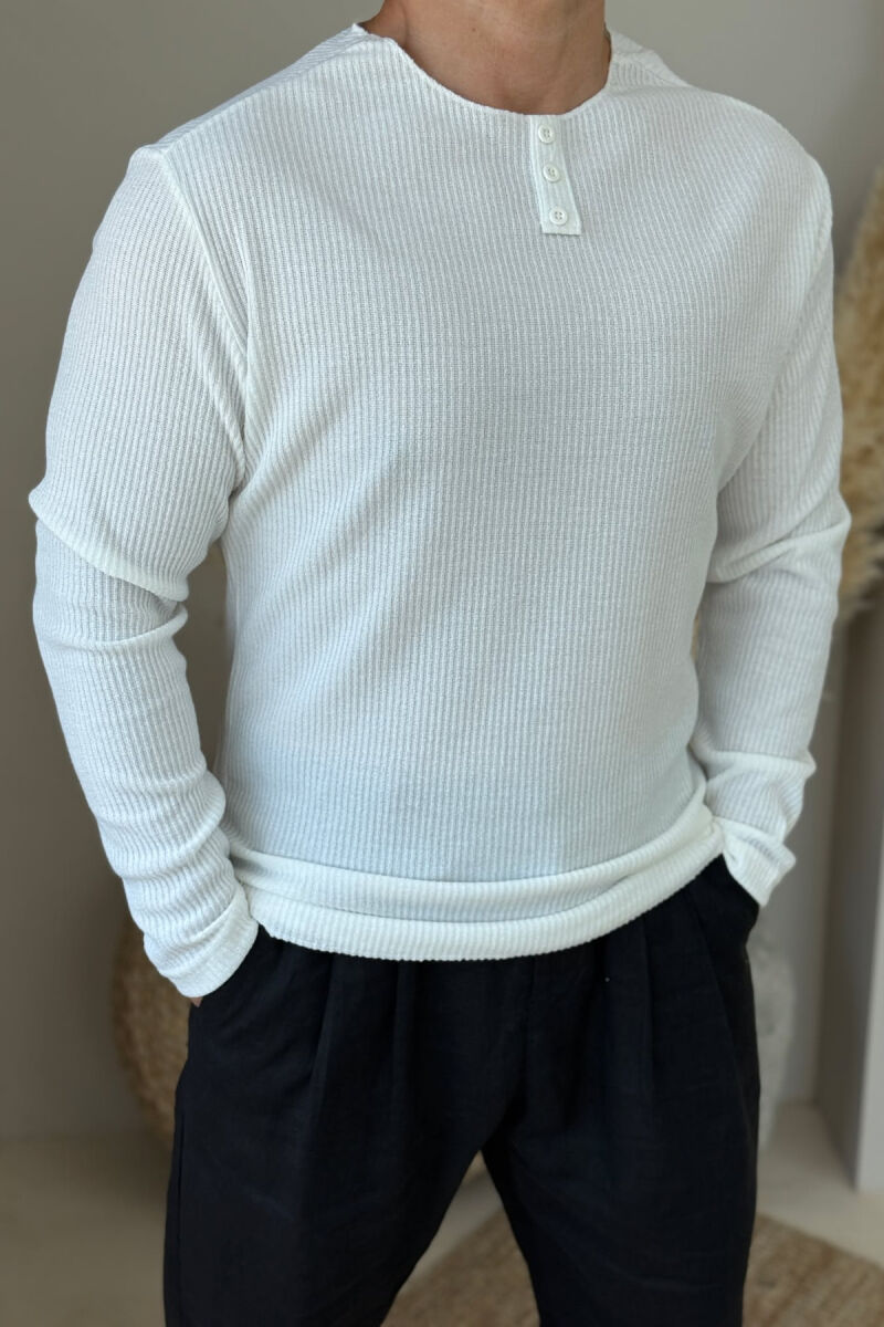 ONE COLOR BUTTONS MEN SHIRT WHITE-E BARDHE - 2