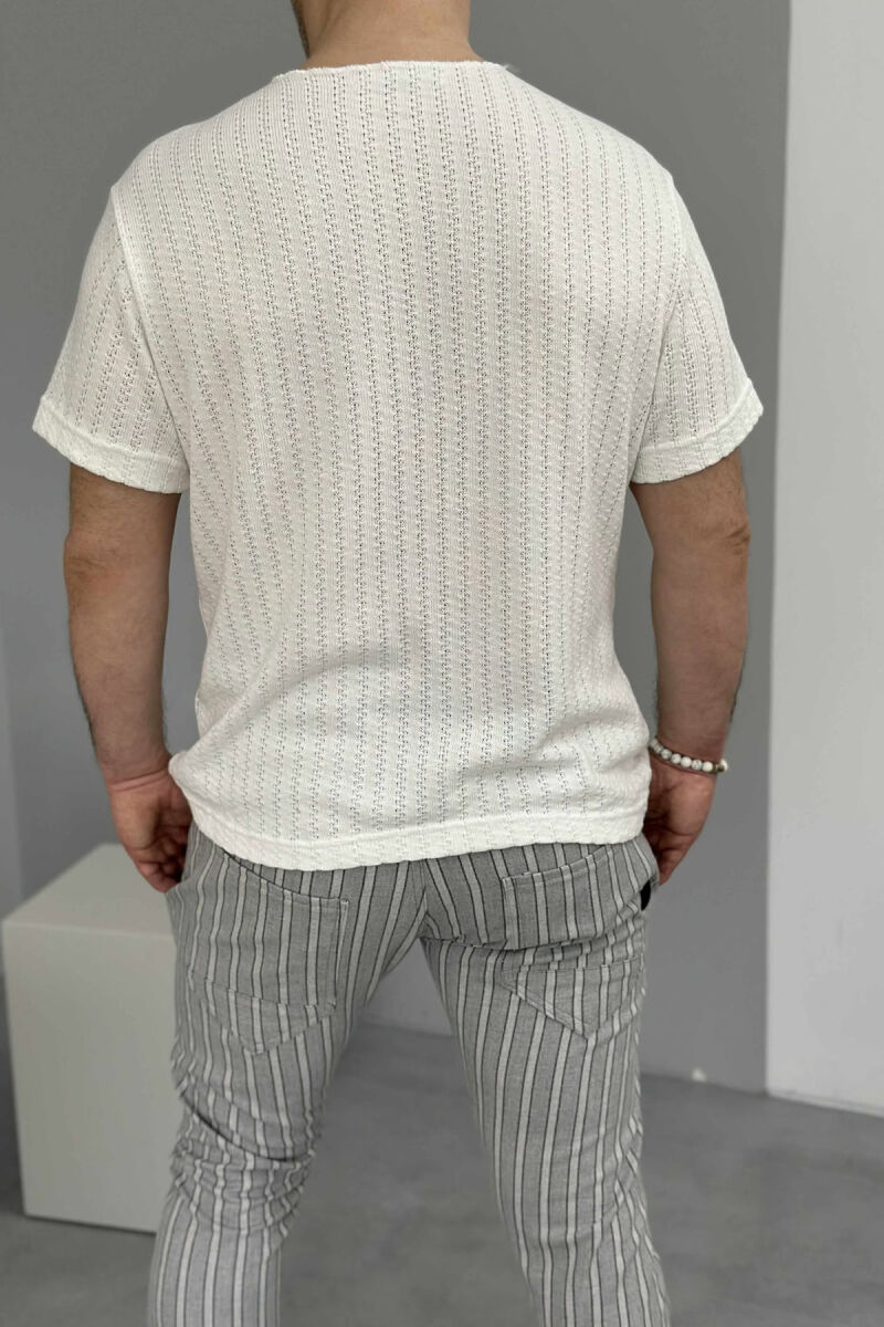 ONE COLOR BUTTONS MEN T-SHIRT WHITE-E BARDHE - 4