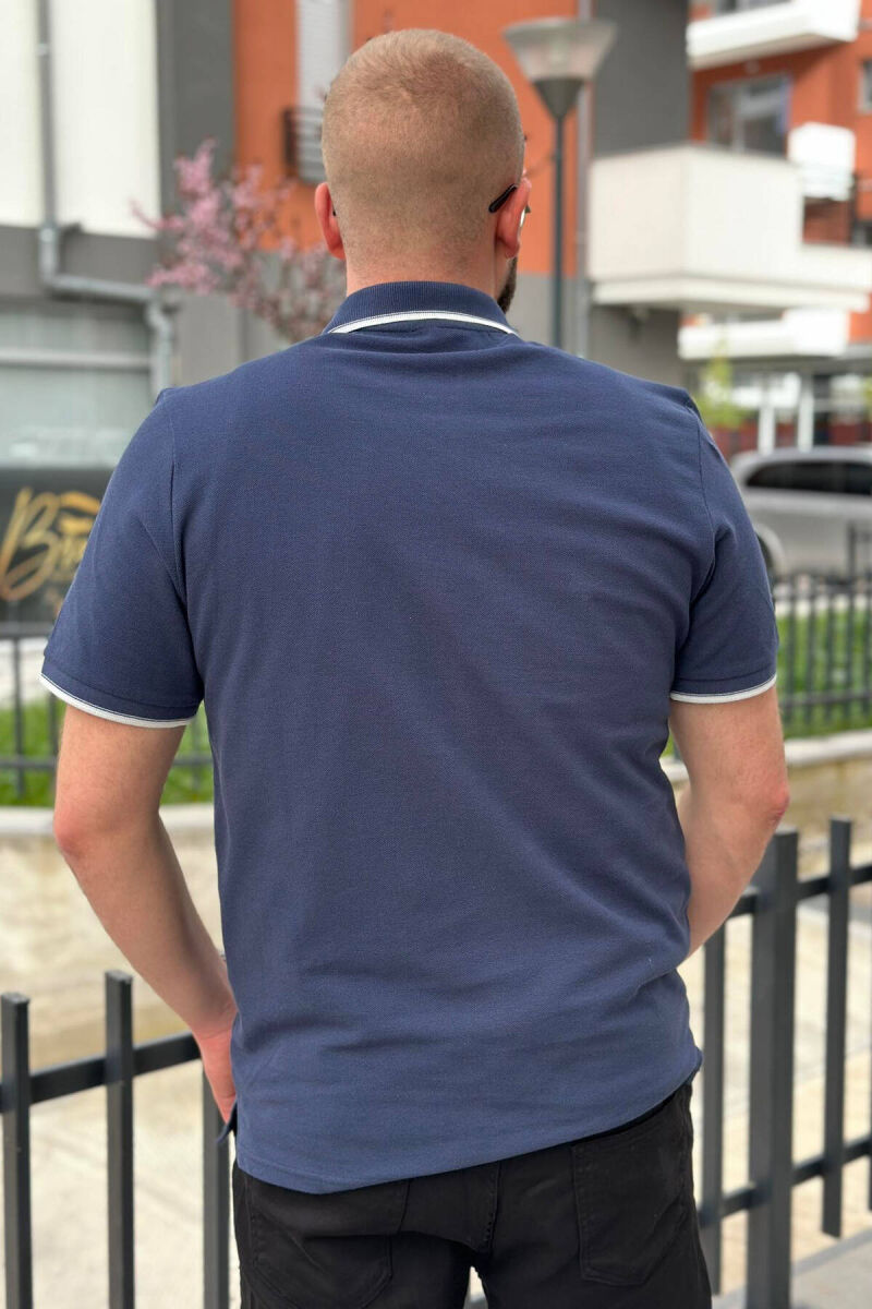 ONE COLOR BUTTONS POLO NECK MEN T-SHIRT BLUE/BLU - 3