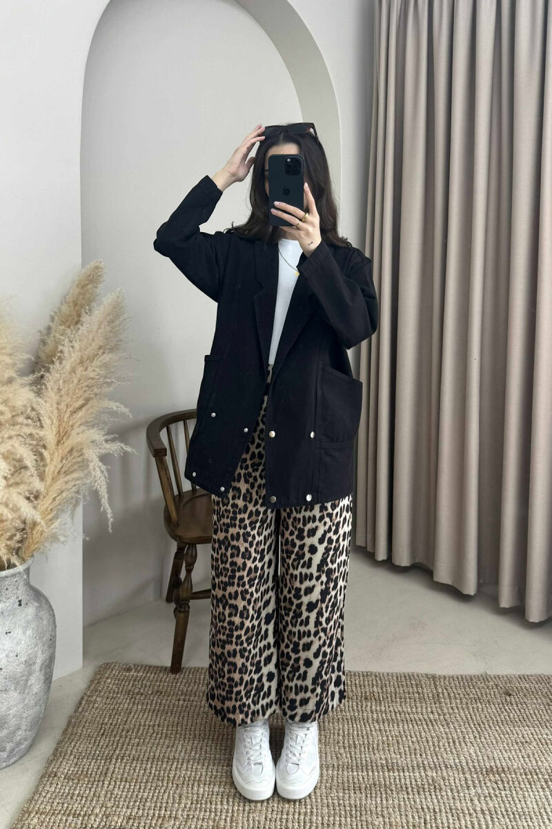 ONE COLOR BUTTONS WOMEN DENIM JACKET BLACK/ E ZEZE - 4