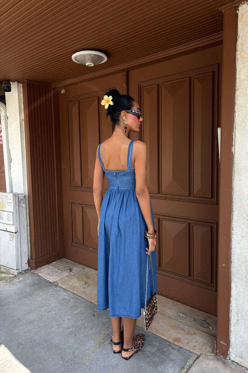 ONE COLOR BUTTONS WOMEN DRESS BLUE/BLU - 2