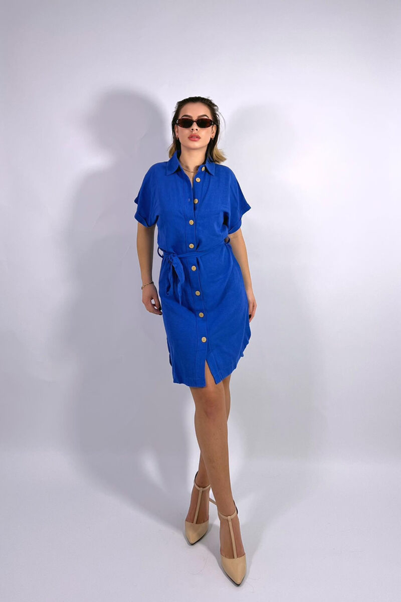 ONE COLOR BUTTONS WOMEN DRESS BLUE/BLU - 5