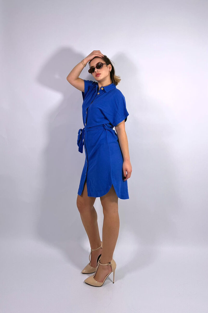 ONE COLOR BUTTONS WOMEN DRESS BLUE/BLU - 6