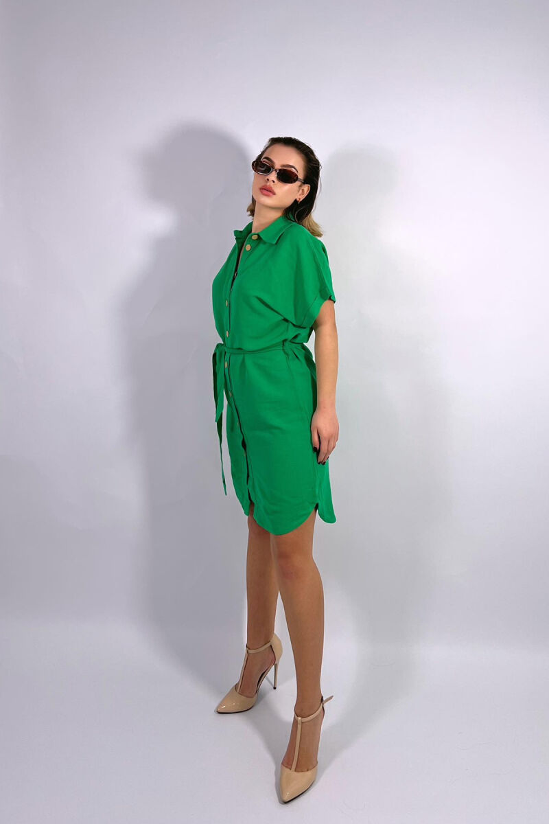 ONE COLOR BUTTONS WOMEN DRESS GREEN/JESHILE - 6