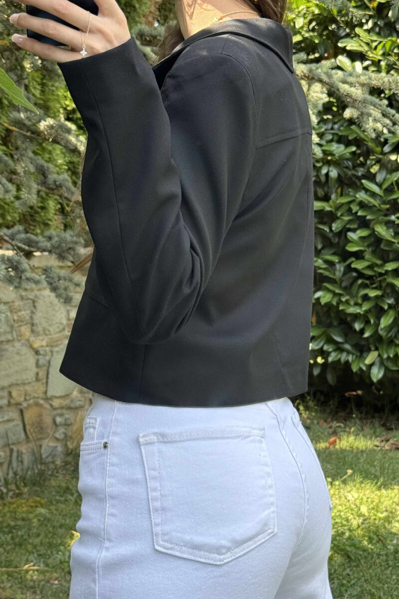 ONE COLOR BUTTONS WOMEN JACKET BLACK/ E ZEZE - 4