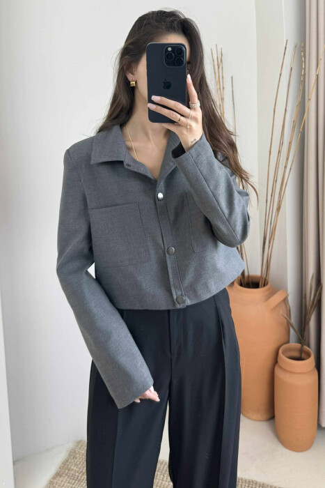 ONE COLOR BUTTONS WOMEN JACKET DARK GREY/GEE 