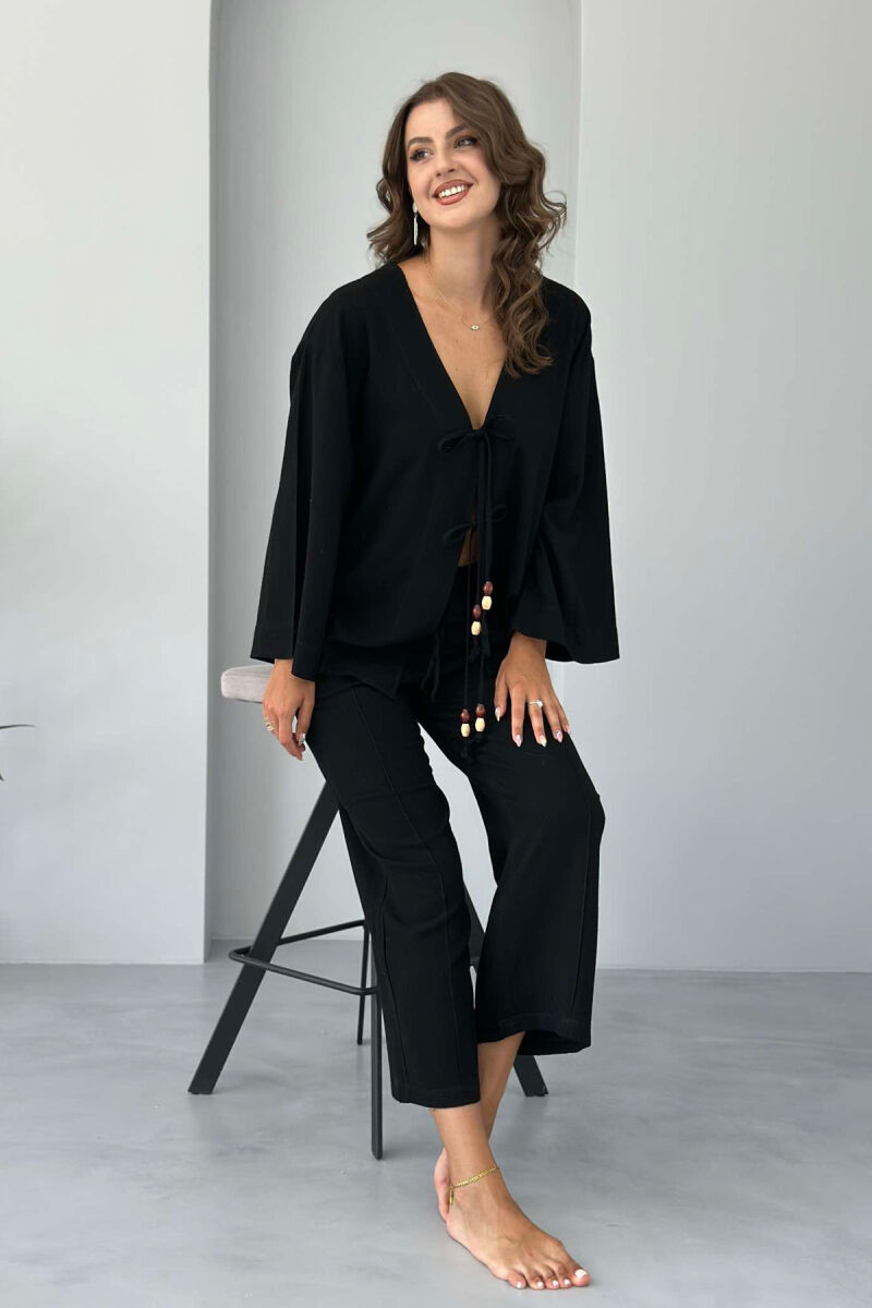 ONE COLOR CARDIGAN+TROUSERS WOMEN SET BLACK/ E ZEZE - 2