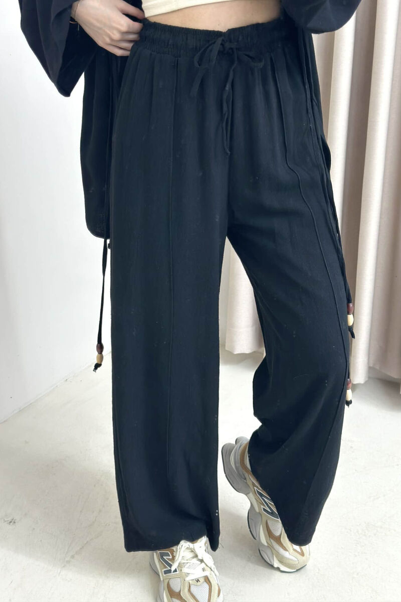 ONE COLOR CARDIGAN+TROUSERS WOMEN SET BLACK/ E ZEZE - 5