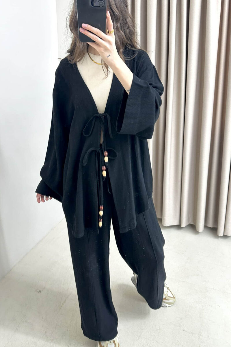 ONE COLOR CARDIGAN+TROUSERS WOMEN SET BLACK/ E ZEZE - 7