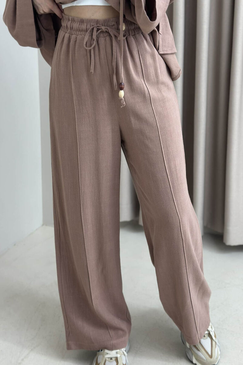 ONE COLOR CARDIGAN+TROUSERS WOMEN SET LIGHT BROWN/KAZB - 3