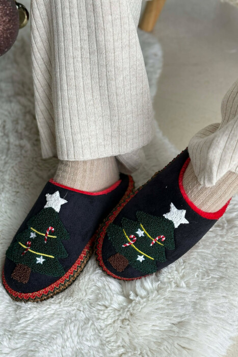 ONE COLOR CHRISTMAS TREE WOMAN SLIPPERS BLACK/ E ZEZE - 1