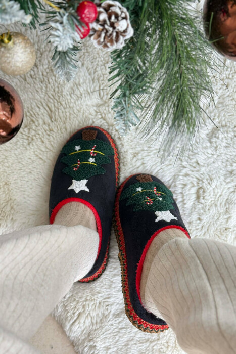 ONE COLOR CHRISTMAS TREE WOMAN SLIPPERS BLACK/ E ZEZE - 3