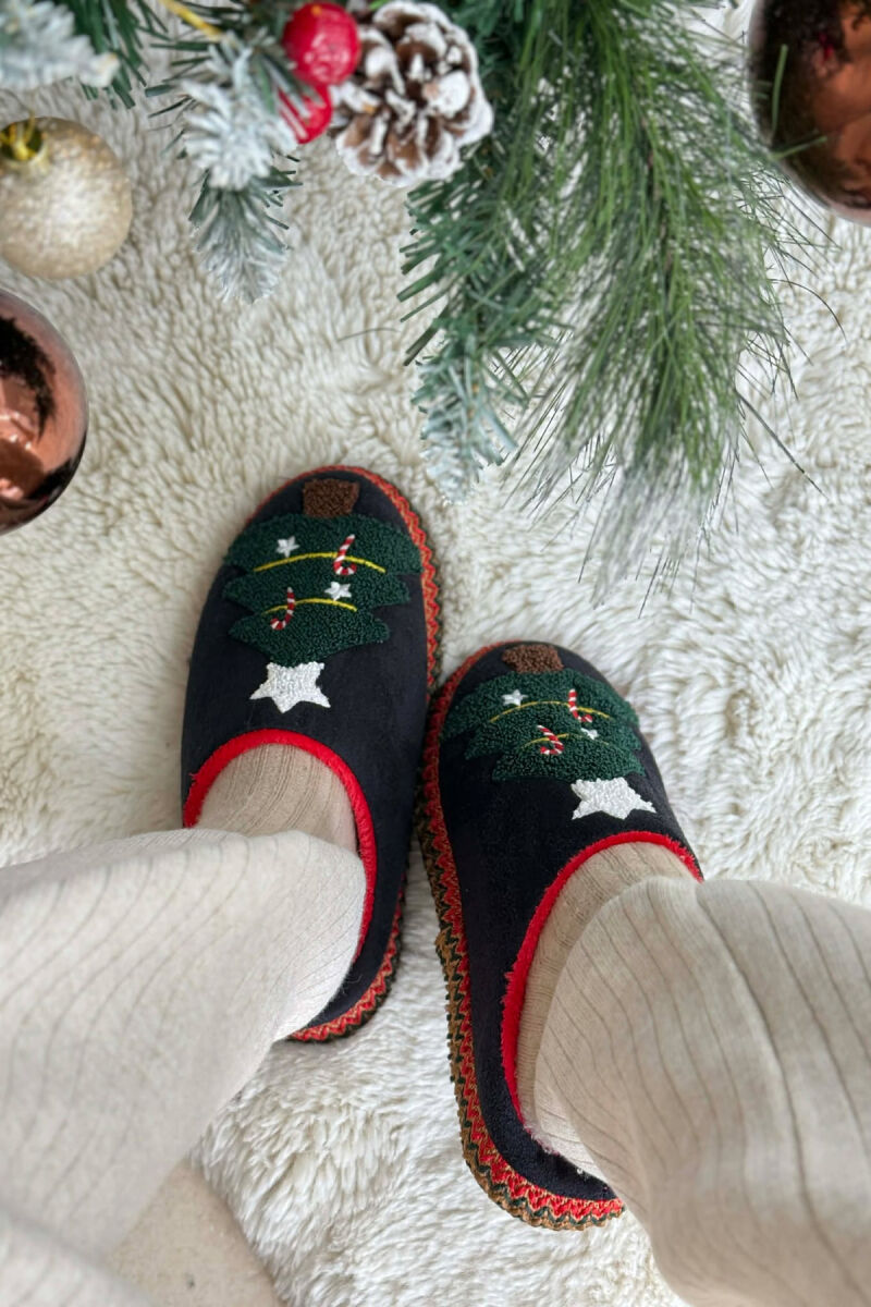 ONE COLOR CHRISTMAS TREE WOMAN SLIPPERS BLACK/ E ZEZE - 3