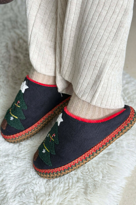ONE COLOR CHRISTMAS TREE WOMAN SLIPPERS BLACK/ E ZEZE - 4