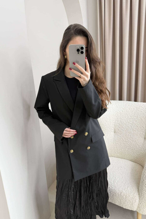 ONE COLOR CLASSIC INTERIOR LEO DESIGN WOMEN JACKET BLACK/ E ZEZE - 2