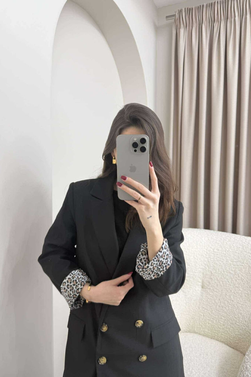 ONE COLOR CLASSIC INTERIOR LEO DESIGN WOMEN JACKET BLACK/ E ZEZE - 4