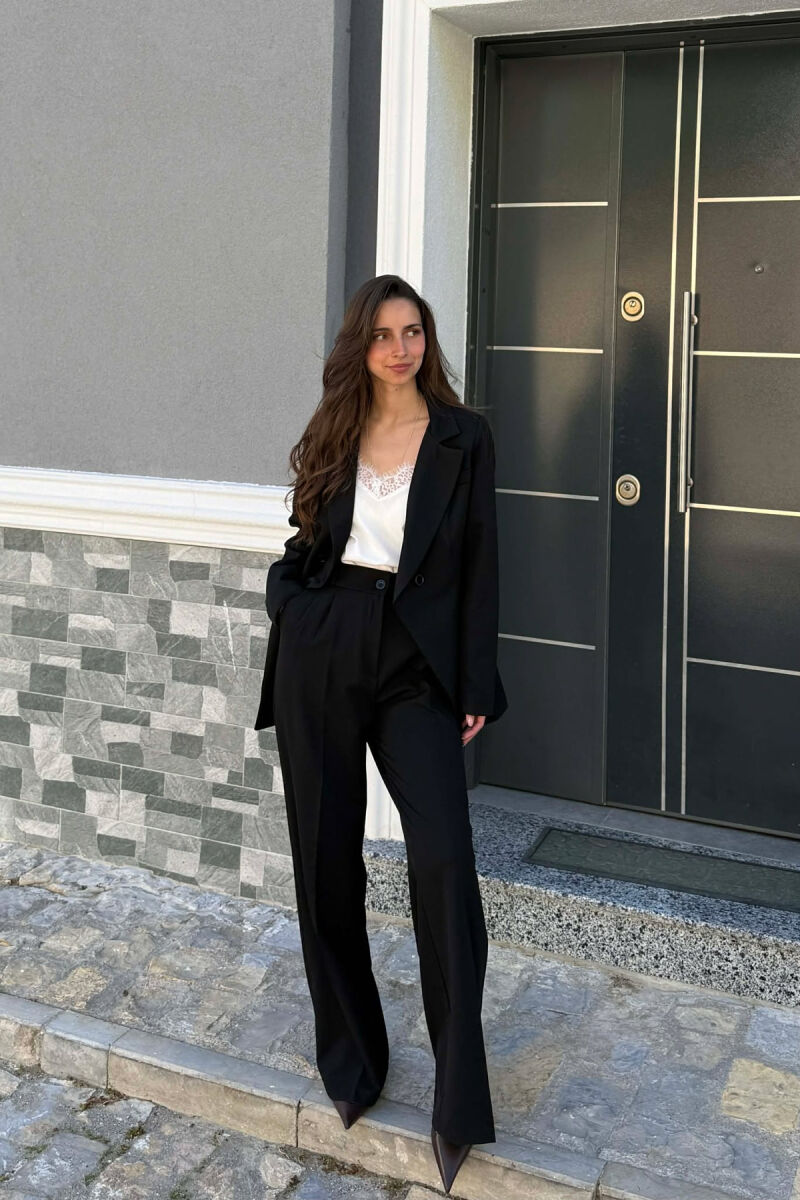 ONE COLOR CLASSIC JACKET + TROUSERS WOMAN SET BLACK/ E ZEZE - 1