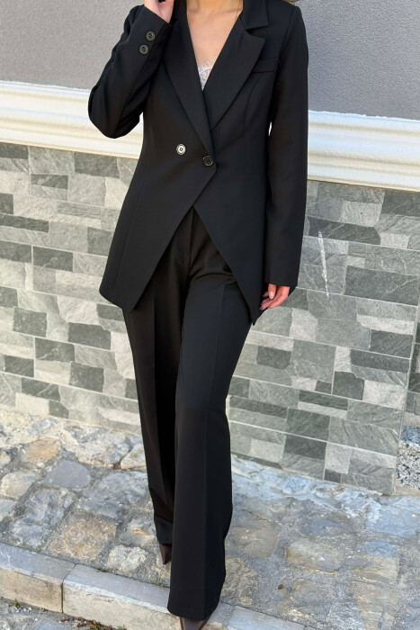 ONE COLOR CLASSIC JACKET + TROUSERS WOMAN SET BLACK/ E ZEZE - 2