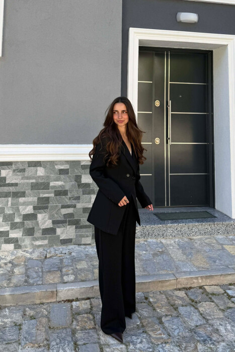 ONE COLOR CLASSIC JACKET + TROUSERS WOMAN SET BLACK/ E ZEZE - 4