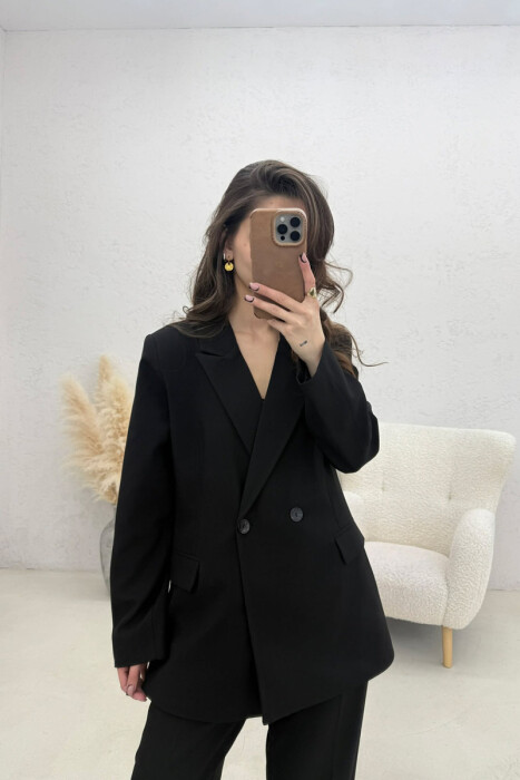 ONE COLOR CLASSIC JACKET + TROUSERS WOMAN SET BLACK/ E ZEZE - 2