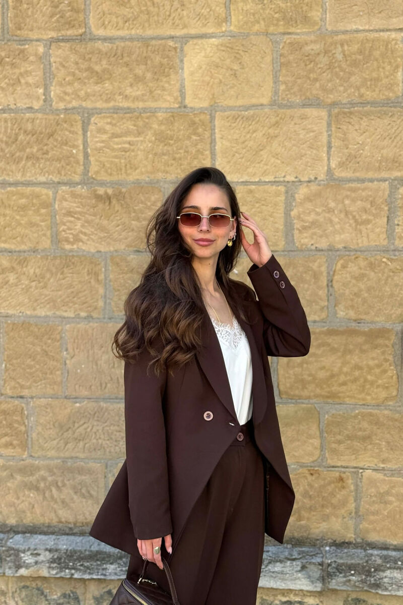 ONE COLOR CLASSIC JACKET + TROUSERS WOMAN SET BROWN/KAFE - 3