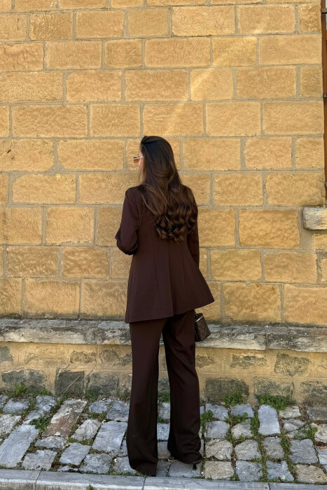 ONE COLOR CLASSIC JACKET + TROUSERS WOMAN SET BROWN/KAFE - 4