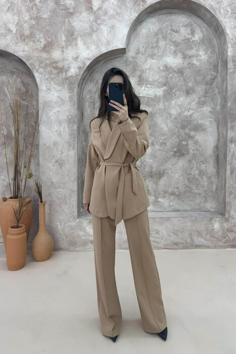 ONE COLOR CLASSIC JACKET+ TROUSERS WOMEN SET BEIGE/BEZHE 