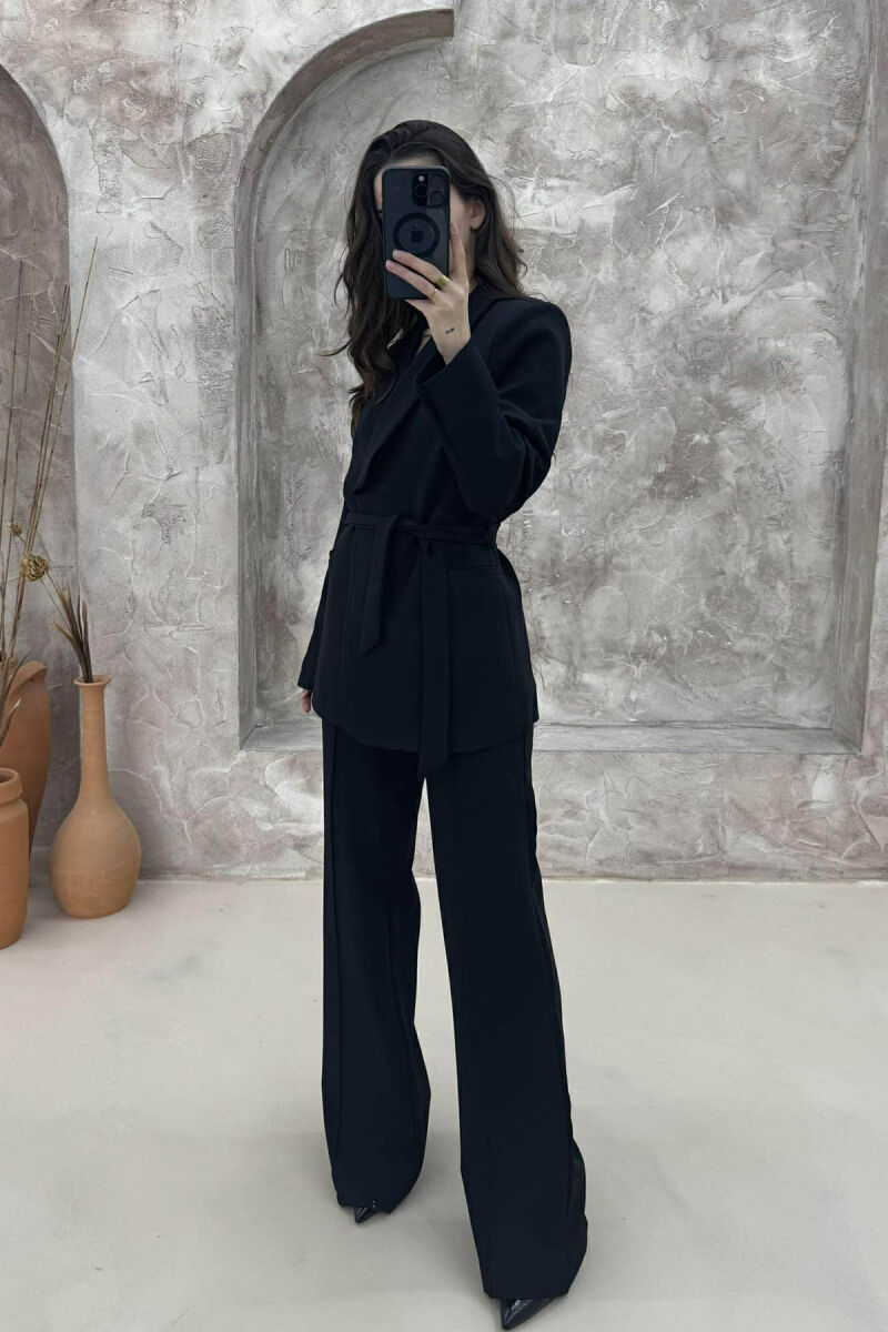 ONE COLOR CLASSIC JACKET+ TROUSERS WOMEN SET BLACK/ E ZEZE - 3