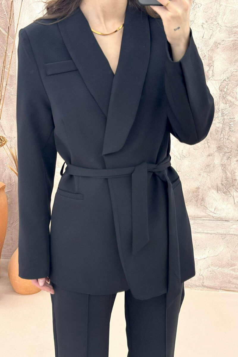 ONE COLOR CLASSIC JACKET+ TROUSERS WOMEN SET BLACK/ E ZEZE - 4