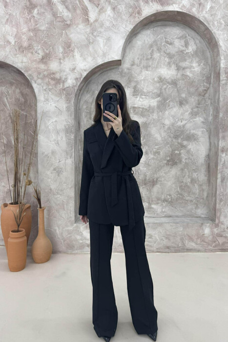 ONE COLOR CLASSIC JACKET+ TROUSERS WOMEN SET BLACK/ E ZEZE 