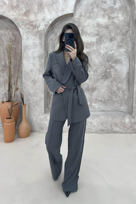 ONE COLOR CLASSIC JACKET+ TROUSERS WOMEN SET GREY/GRI 