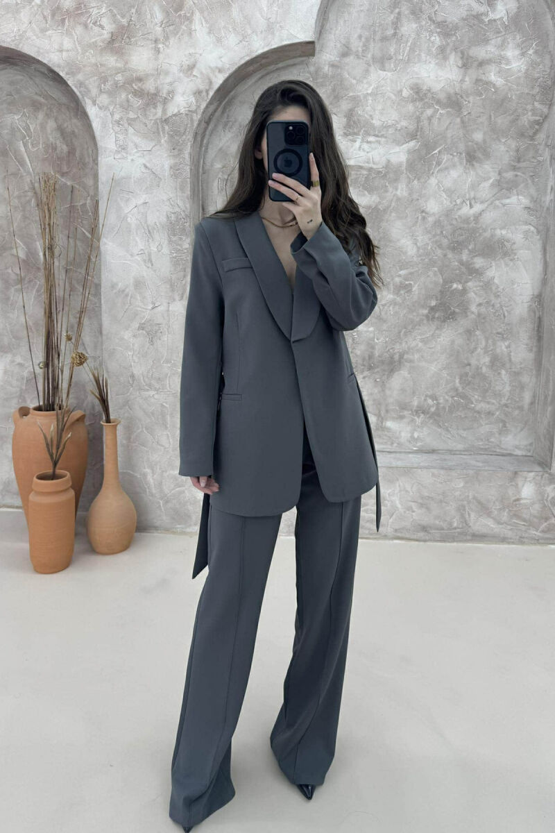 ONE COLOR CLASSIC JACKET+ TROUSERS WOMEN SET GREY/GRI - 2