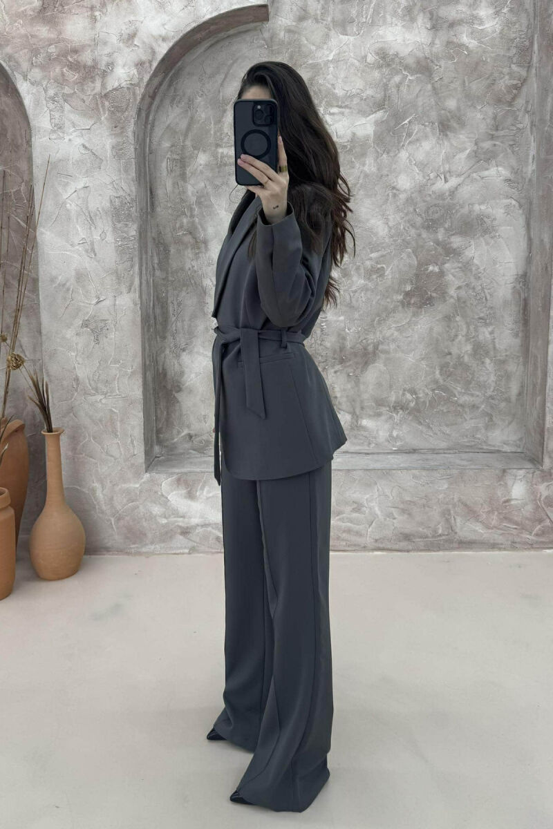 ONE COLOR CLASSIC JACKET+ TROUSERS WOMEN SET GREY/GRI - 3