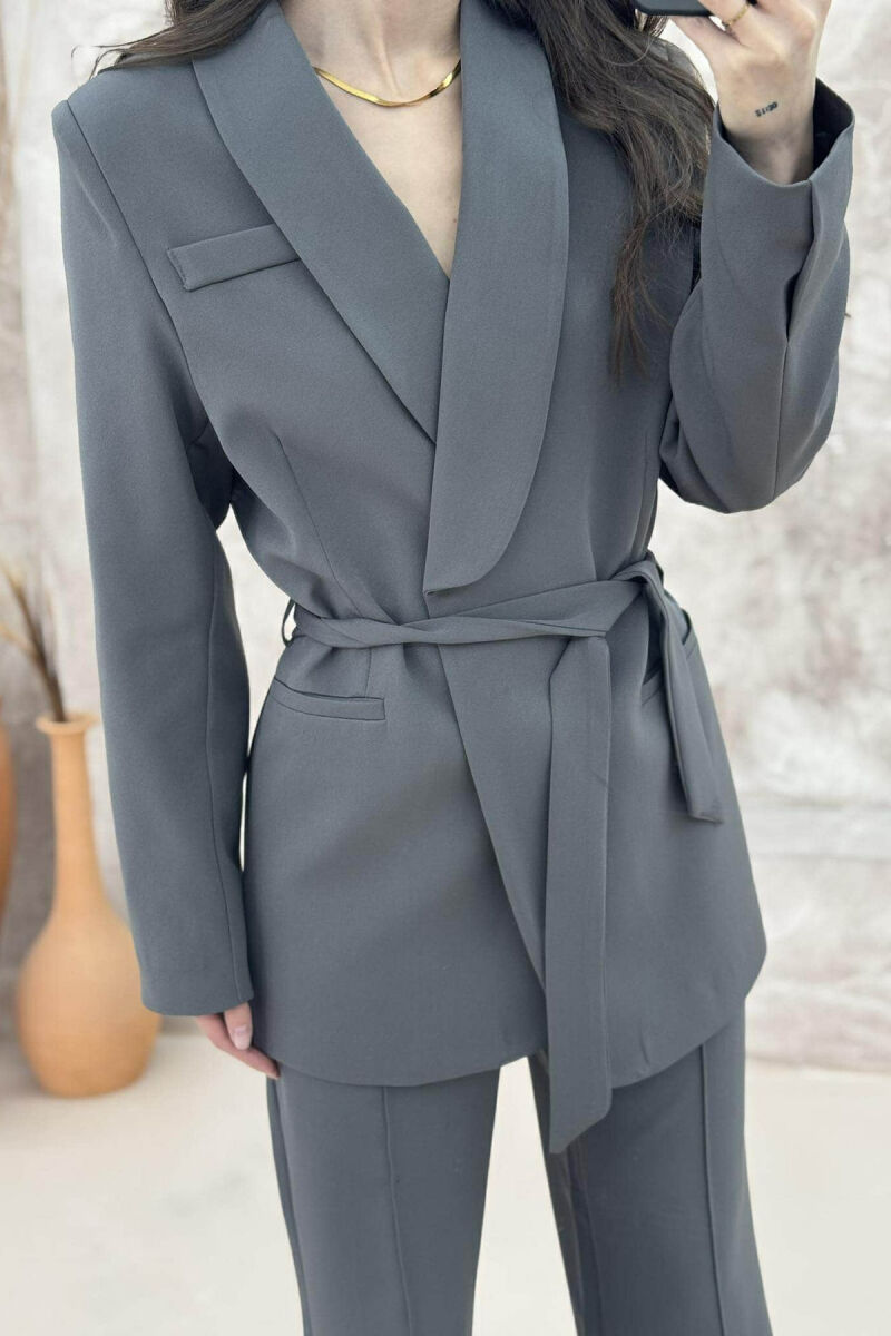 ONE COLOR CLASSIC JACKET+ TROUSERS WOMEN SET GREY/GRI - 4