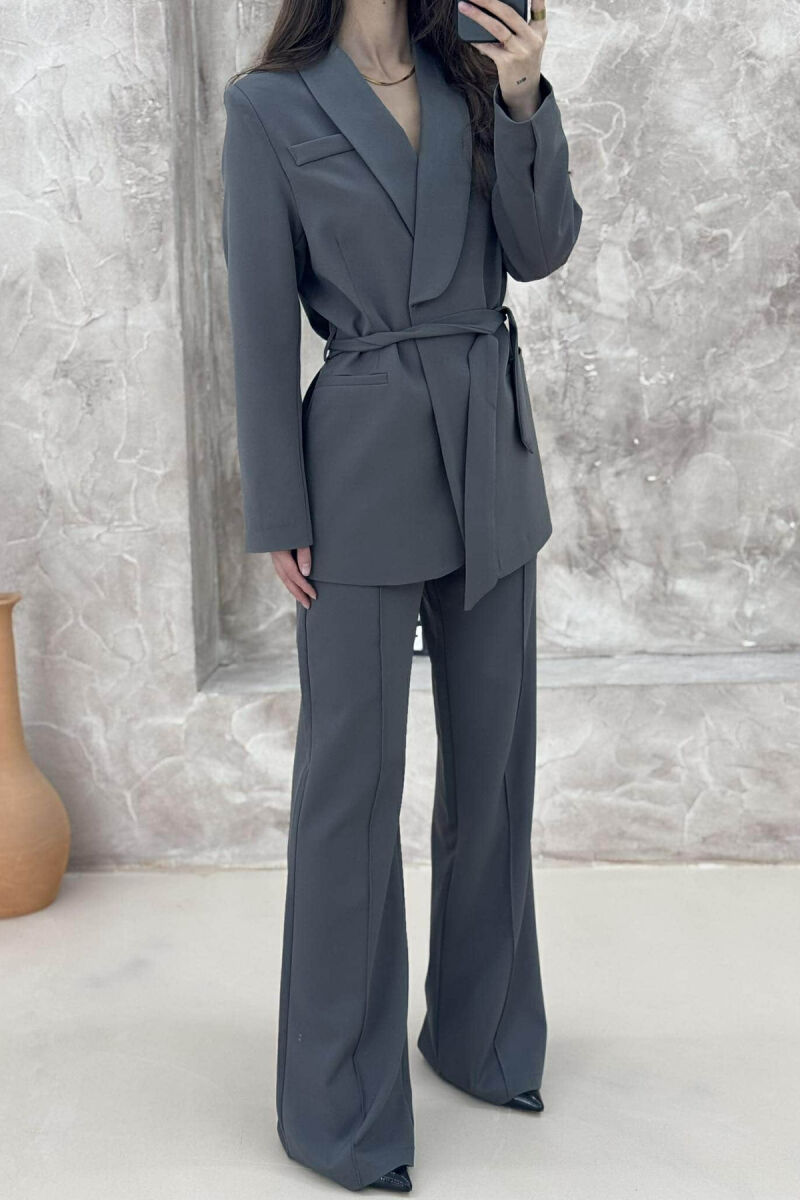 ONE COLOR CLASSIC JACKET+ TROUSERS WOMEN SET GREY/GRI - 5