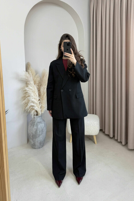 ONE COLOR CLASSIC JACKET+TROUSERS WOMEN SET BLACK/ E ZEZE - 2