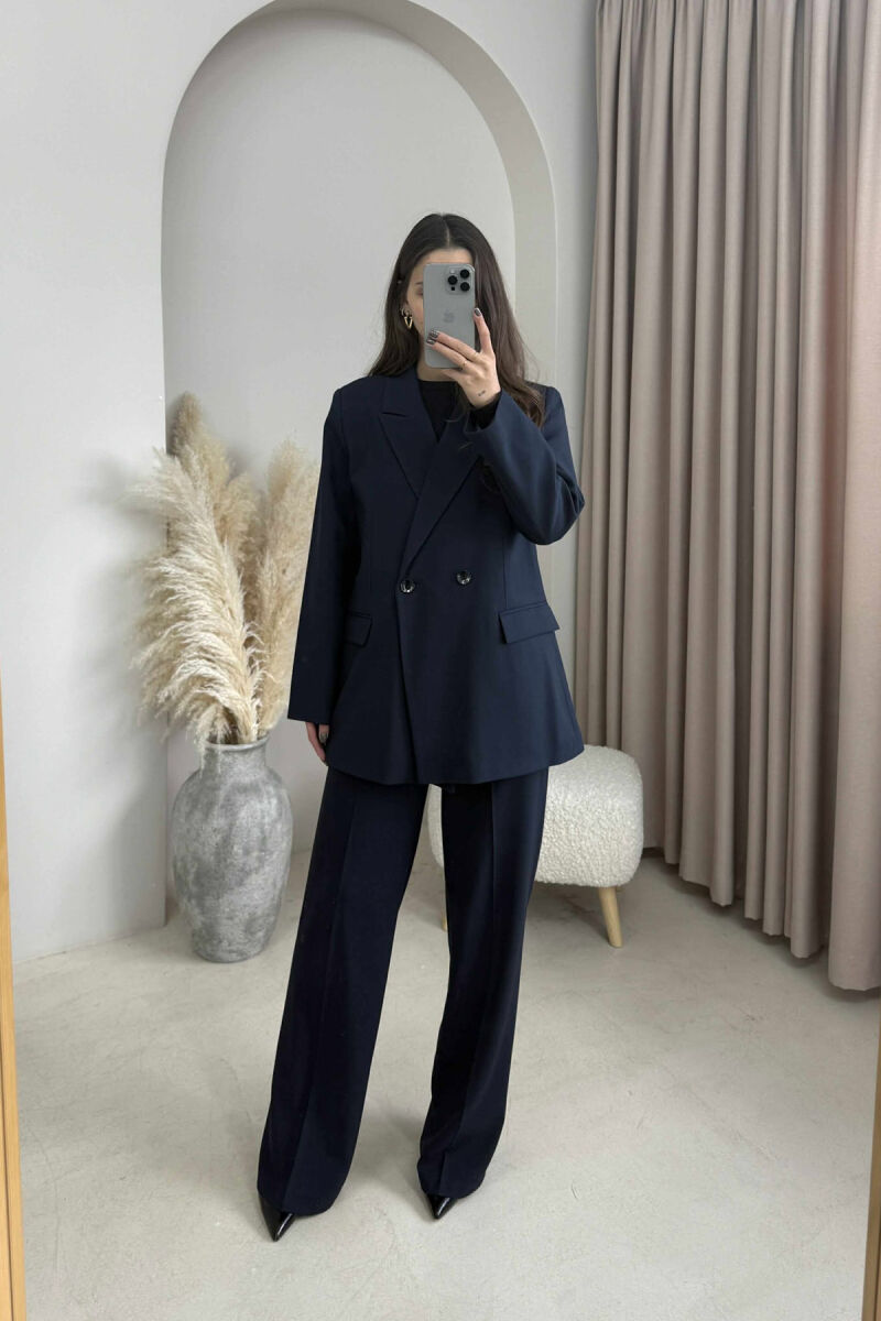 ONE COLOR CLASSIC JACKET+TROUSERS WOMEN SET BLUE/BLU - 1