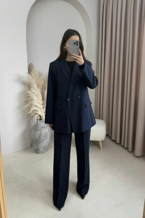 ONE COLOR CLASSIC JACKET+TROUSERS WOMEN SET BLUE/BLU - 2