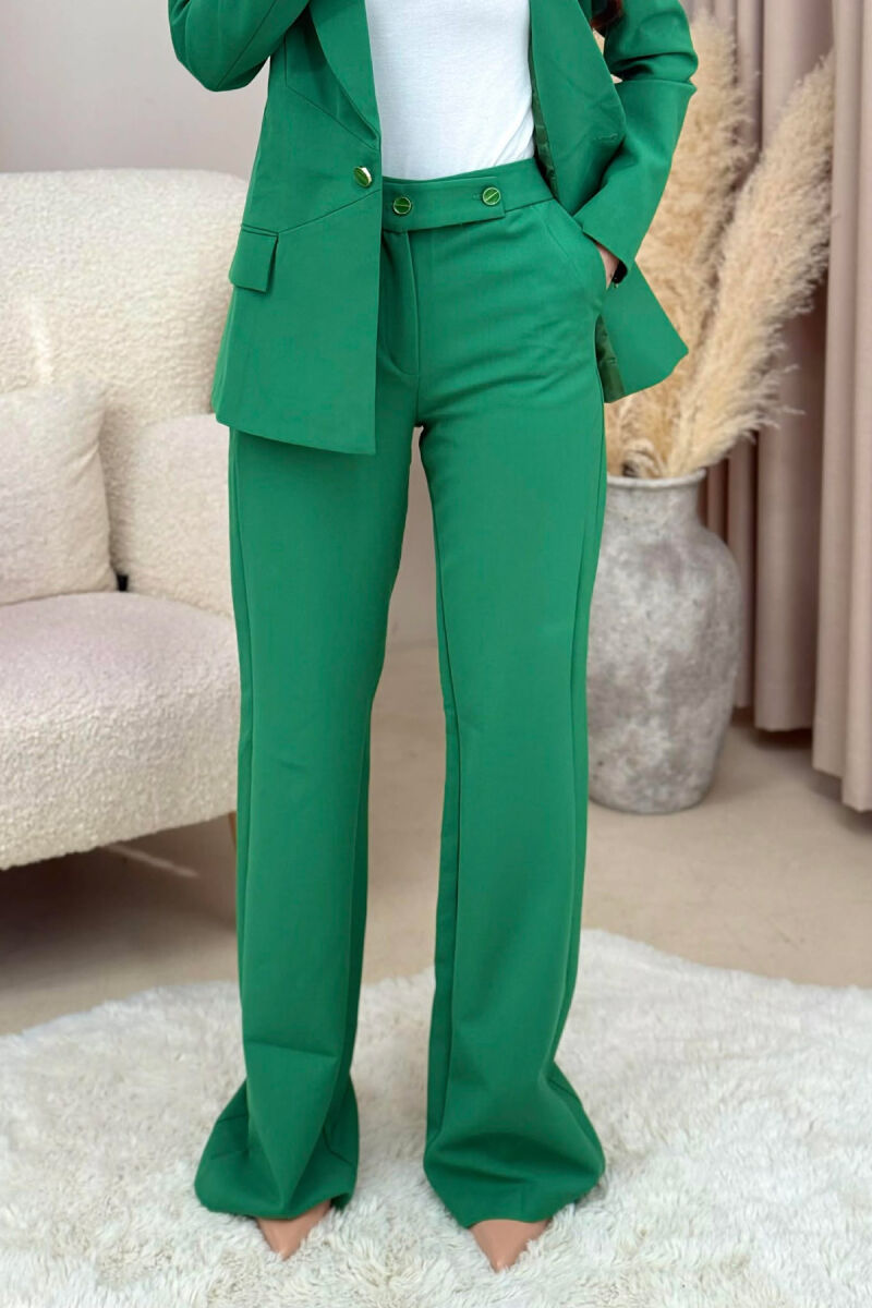 ONE COLOR CLASSIC JACKET+TROUSERS WOMEN SET GREEN/JESHILE - 5