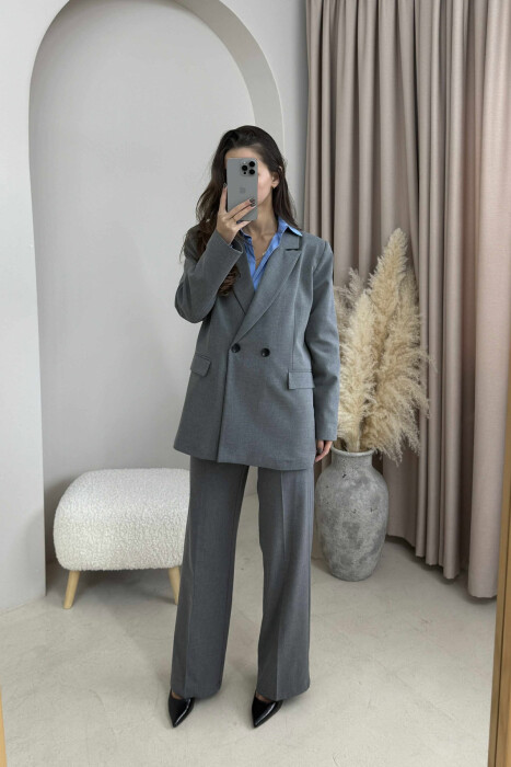 ONE COLOR CLASSIC JACKET+TROUSERS WOMEN SET GREY/GRI 