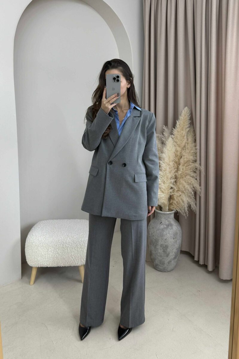 ONE COLOR CLASSIC JACKET+TROUSERS WOMEN SET GREY/GRI - 1
