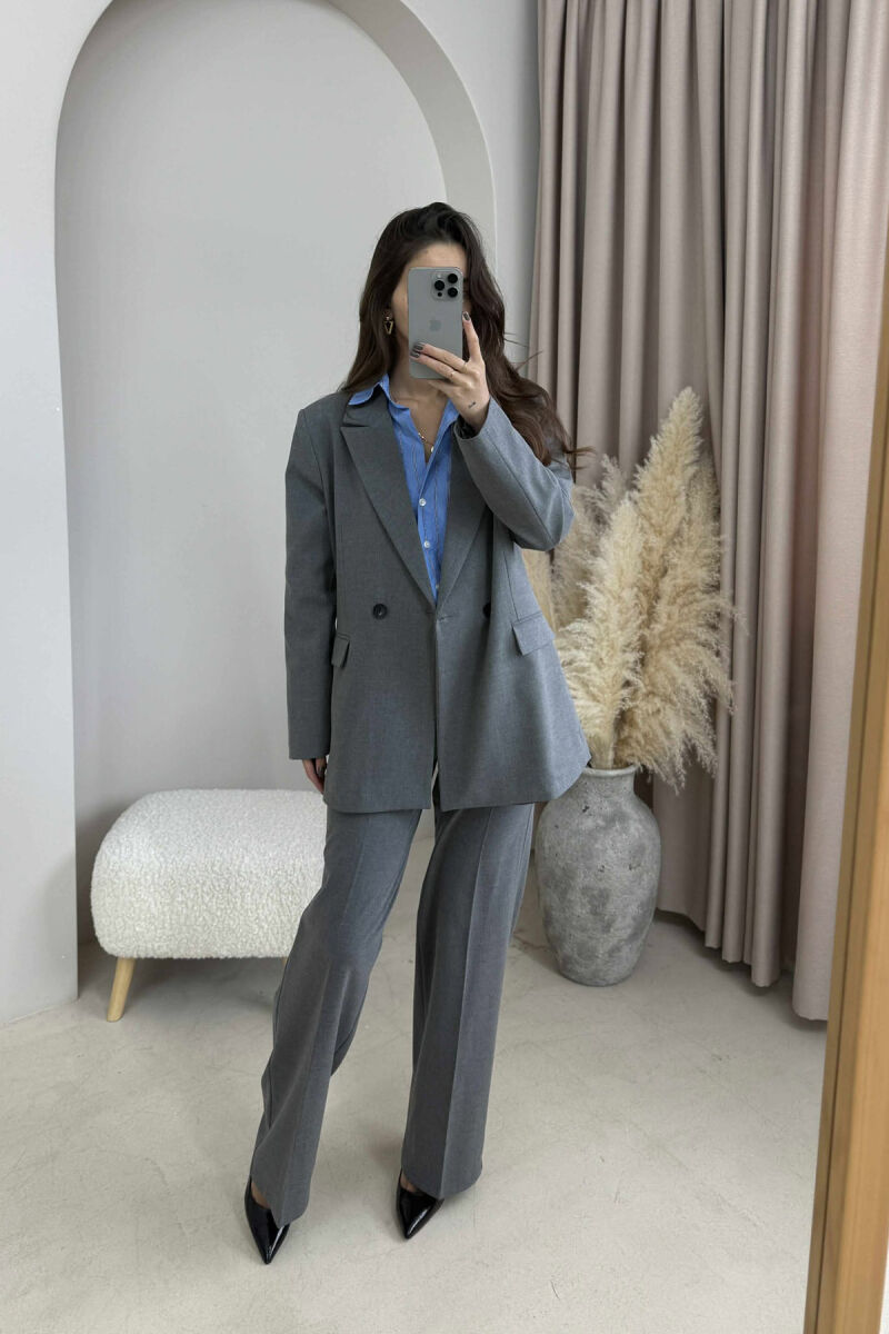 ONE COLOR CLASSIC JACKET+TROUSERS WOMEN SET GREY/GRI - 3