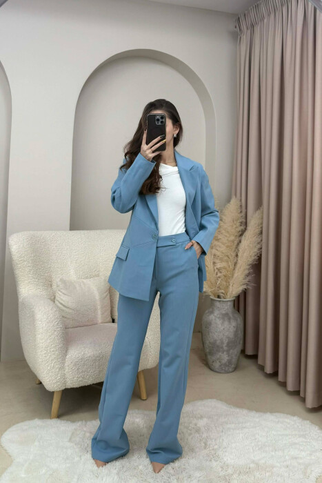 ONE COLOR CLASSIC JACKET+TROUSERS WOMEN SET LIGHTBLUE/BZ 