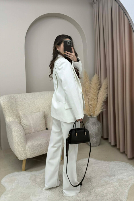 ONE COLOR CLASSIC JACKET+TROUSERS WOMEN SET WHITE-E BARDHE - 3