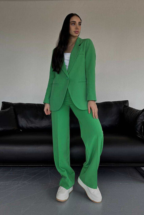 ONE COLOR CLASSIC JACKET+TROUSERS WOMENS SET GREEN/JESHILE - KLAUDIO FASHION
