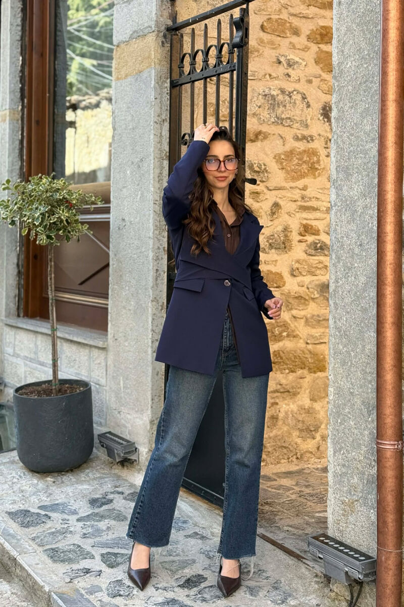 ONE COLOR CLASSIC LACING DETAIL WOMEN JACKET BLUE/BLU - 1